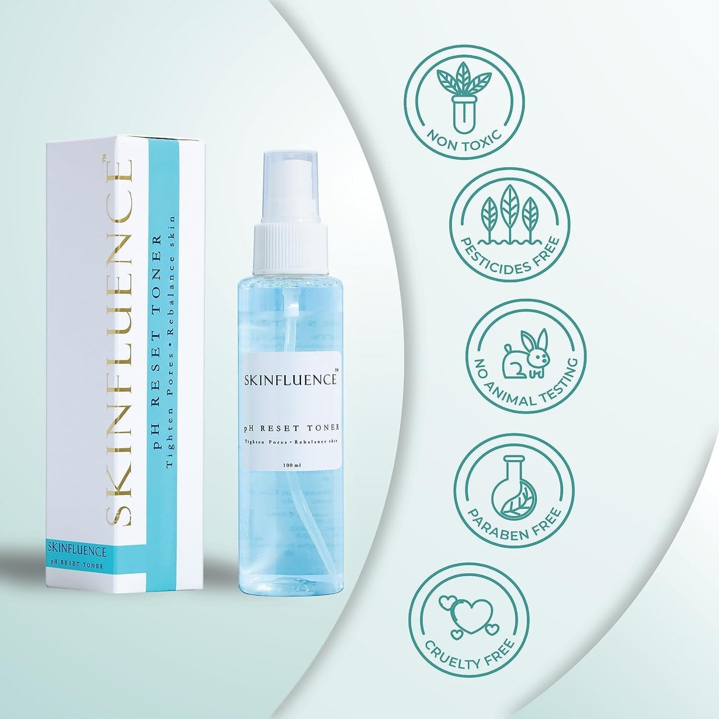 SKINFLUENCE pH Reset Face Toner |With Niacinamide & Aloe Vera |100% Natural |Soothing And Pore Tightening | For All Skin Types | For Men and Women 2 ×100Ml (Pack Of 2)