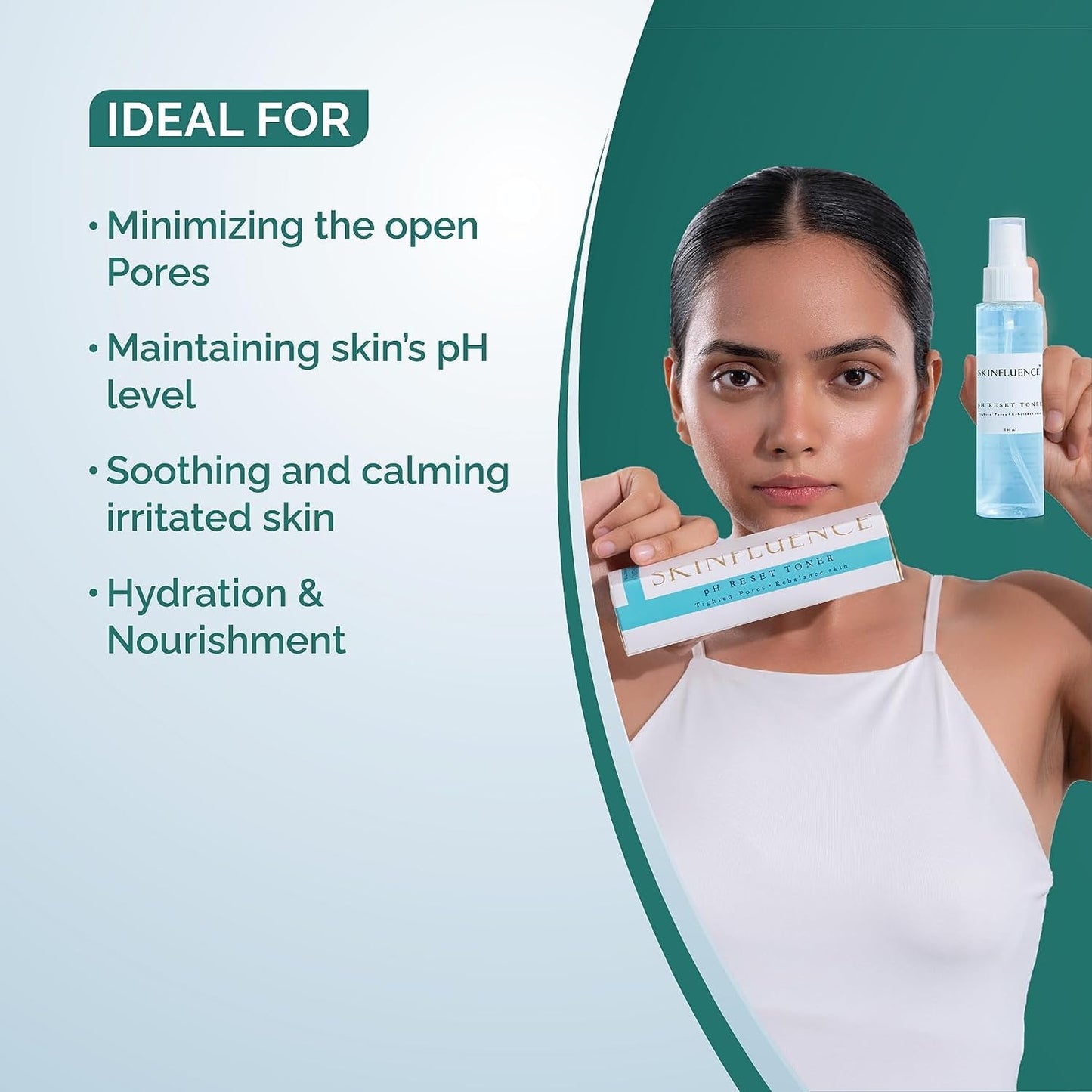 SKINFLUENCE pH Reset Face Toner |With Niacinamide & Aloe Vera |100% Natural |Soothing And Pore Tightening | For All Skin Types | For Men and Women 2 ×100Ml (Pack Of 2)